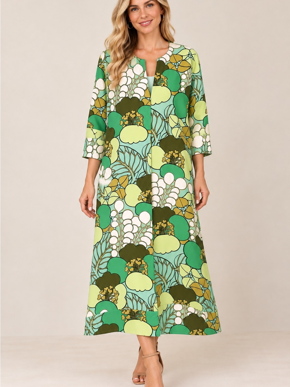 Zara Green Floral Pattern Maxi Dress